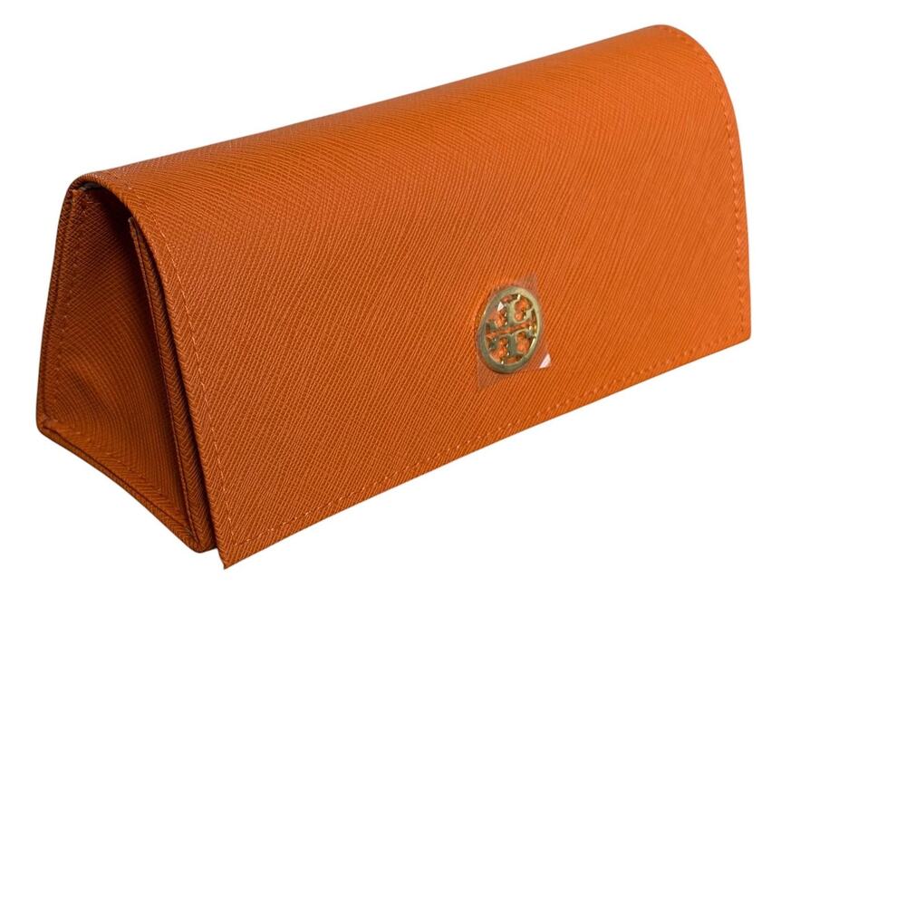 Tory Burch Glasses Case Womens One Size Orange Magnetic Hard Shell Logo